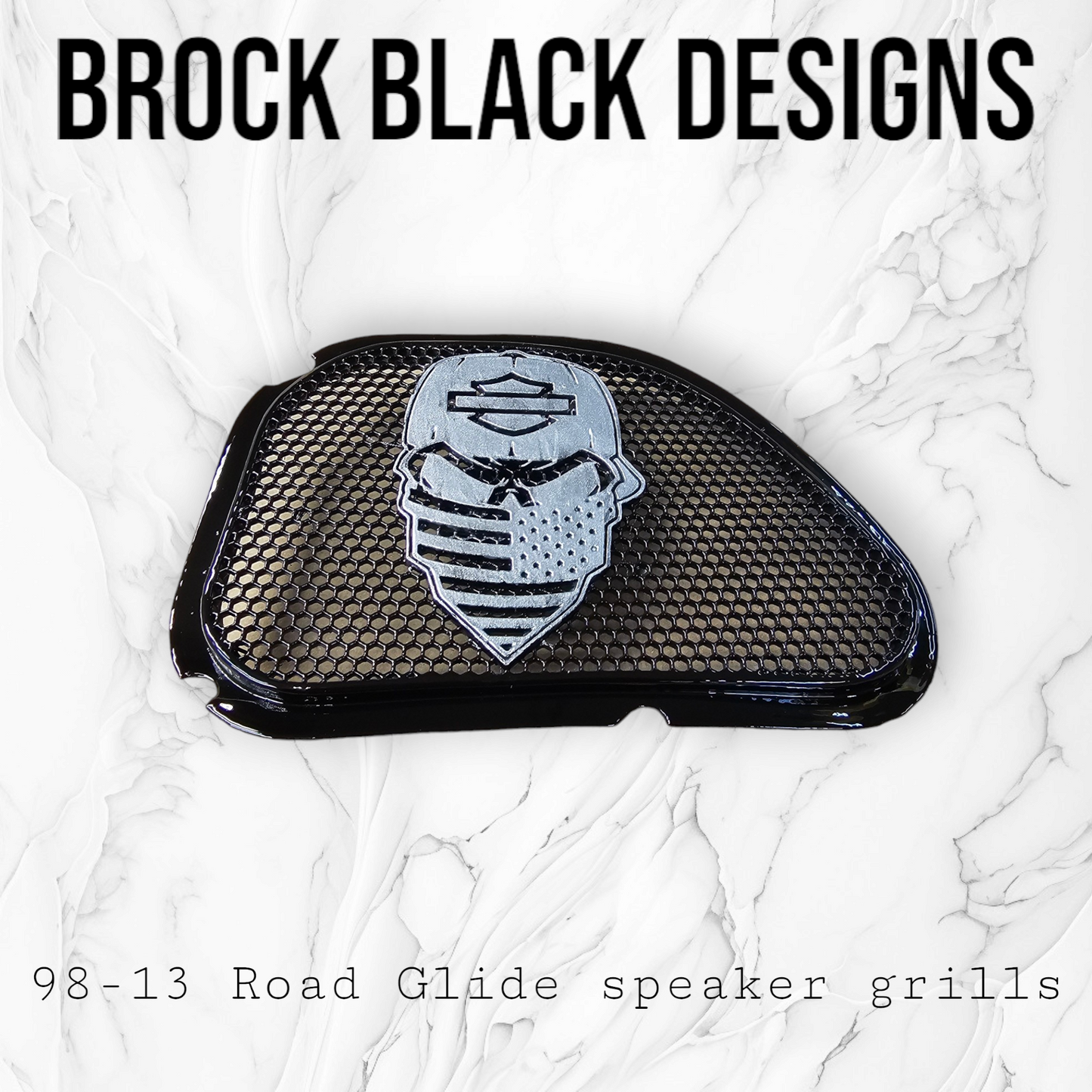 98-2024+ Road Glide 3D skull speakers grill covers set