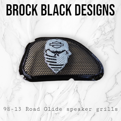 98-2024+ Road Glide 3D skull speakers grill covers set