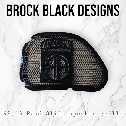 98-2024+ Road Glide 3D Airborne logo speakers grill covers set
