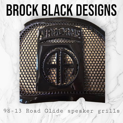 98-2024+ Road Glide 3D Airborne logo speakers grill covers set