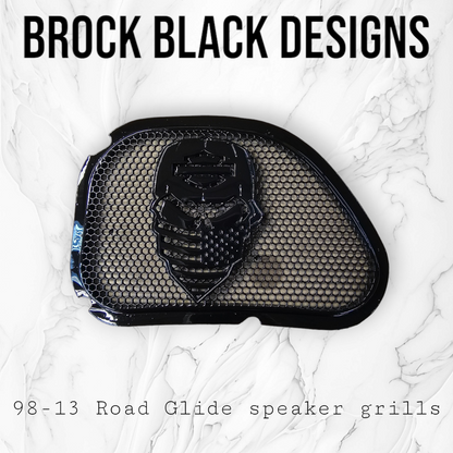 98-2024+ Road Glide 3D skull speakers grill covers set