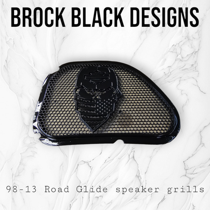 98-2024+ Road Glide 3D skull speakers grill covers set