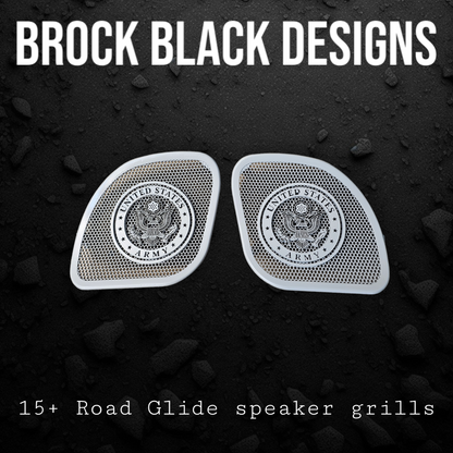 98-2024+ Road Glide 3D Army seal speakers grill covers set