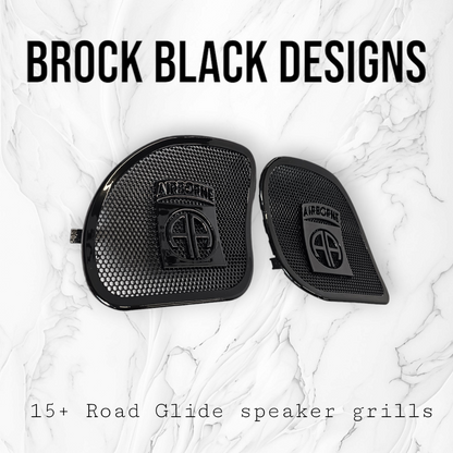 98-2024+ Road Glide 3D Airborne logo speakers grill covers set