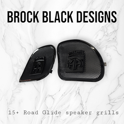 98-2024+ Road Glide 3D Airborne logo speakers grill covers set