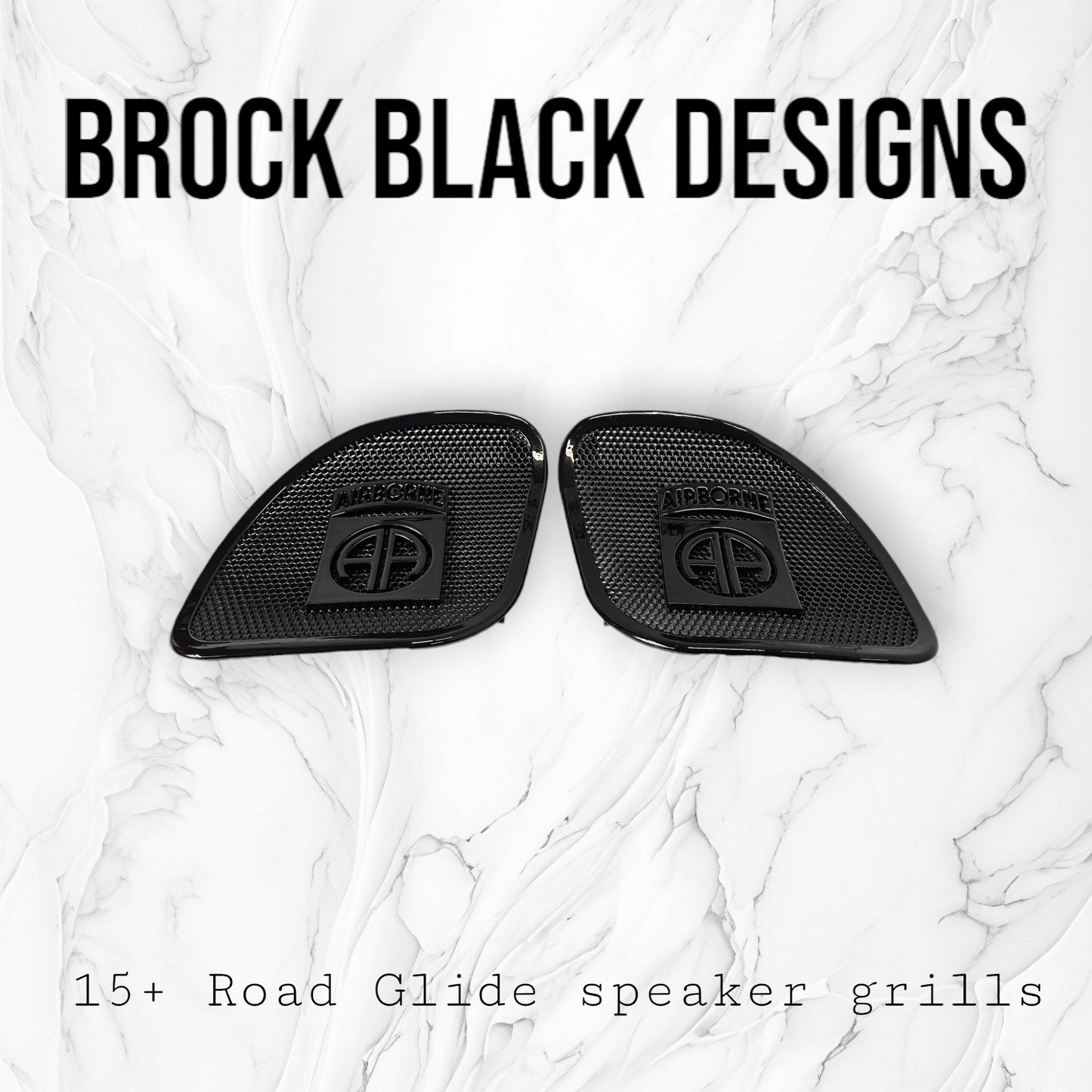 98-2024+ Road Glide 3D Airborne logo speakers grill covers set