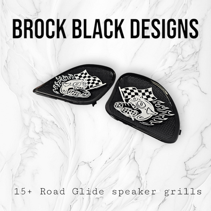 98-2024+ Road Glide 3D Fast Johnny speakers grill covers set