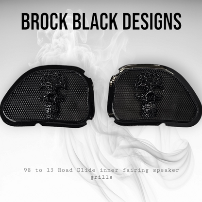98-2024+ Road Glide 3D webbed Skull speakers grill covers set