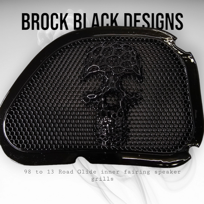 98-2024+ Road Glide 3D webbed Skull speakers grill covers set