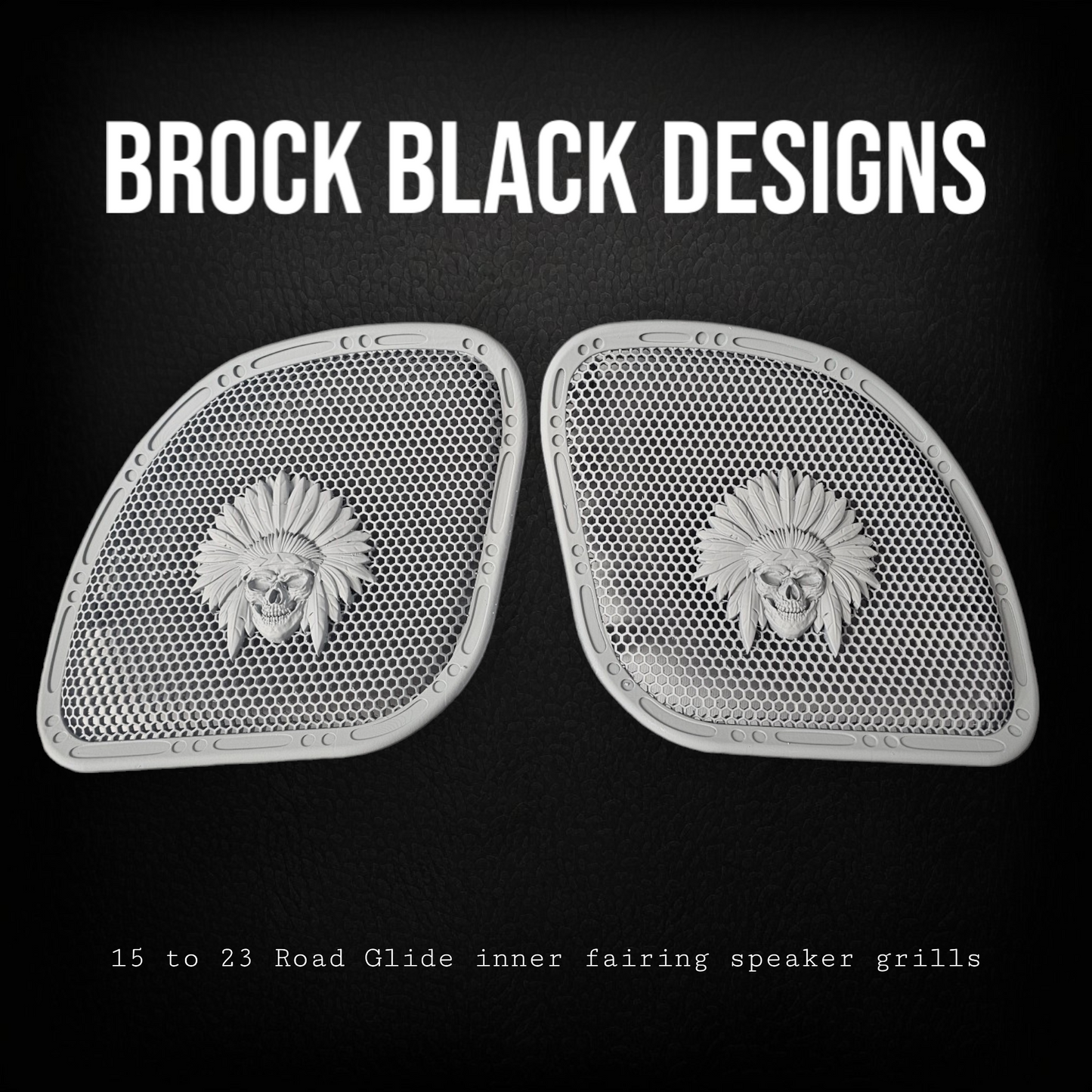 98-2024+ Road Glide 3D skull warbonnet speakers grill covers set
