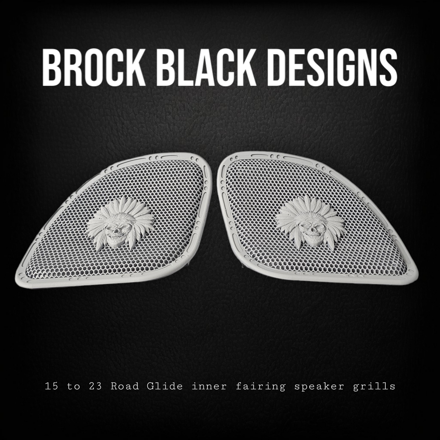 98-2024+ Road Glide 3D skull warbonnet speakers grill covers set