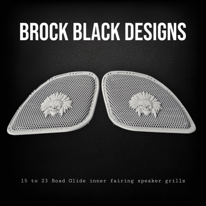 98-2024+ Road Glide 3D skull warbonnet speakers grill covers set