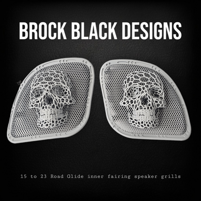 98-2024+ Road Glide 3D webbed Skull speakers grill covers set