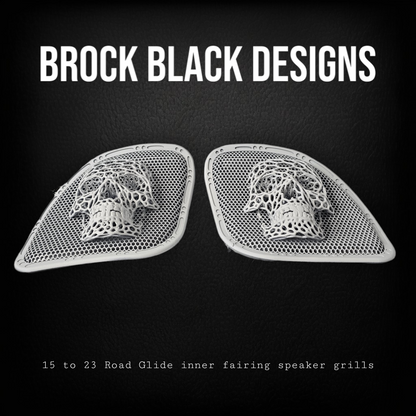 98-2024+ Road Glide 3D webbed Skull speakers grill covers set