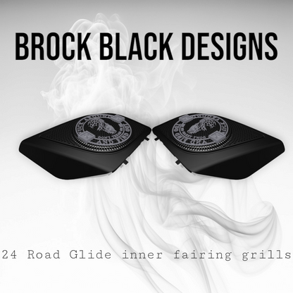 98-2024+ Road Glide inner 3D webbed skull fafo speakers grill covers set