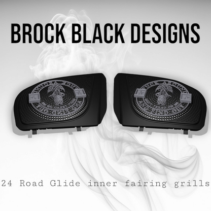 98-2024+ Road Glide inner 3D webbed skull fafo speakers grill covers set