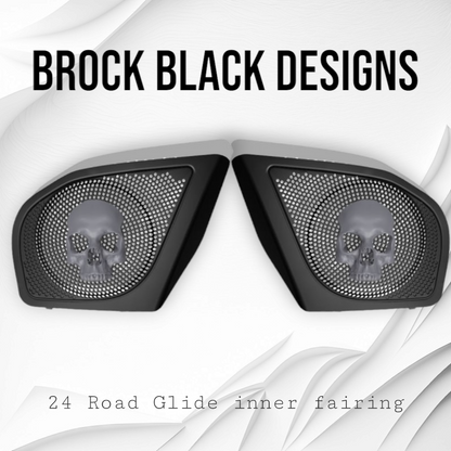 98-2024+ Road Glide 3D Ancient Skull speakers grill covers set