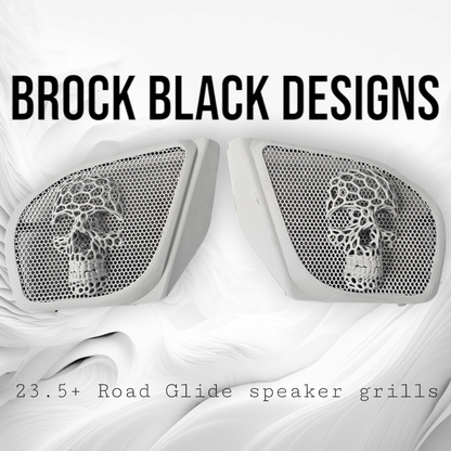 98-2024+ Road Glide 3D webbed Skull speakers grill covers set