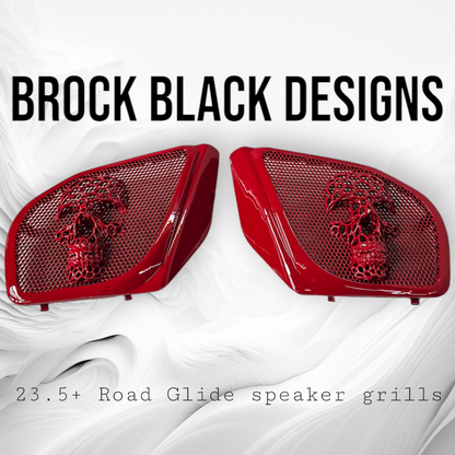98-2024+ Road Glide 3D webbed Skull speakers grill covers set