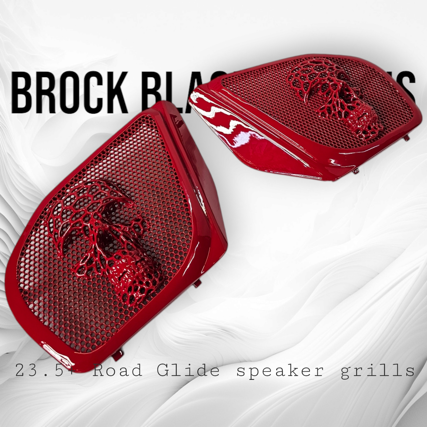 98-2024+ Road Glide 3D webbed Skull speakers grill covers set