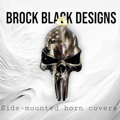 Chrome Punisher skull side-mounted horn cover