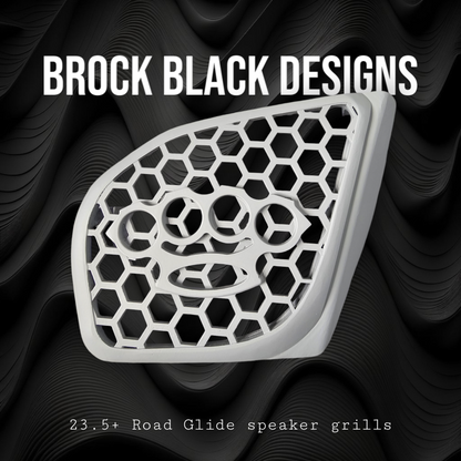 98-2024+ Road Glide 3D brass knuckles speakers grill covers set