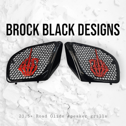 98-2024+ Road Glide 3D middle finger speakers grill covers set