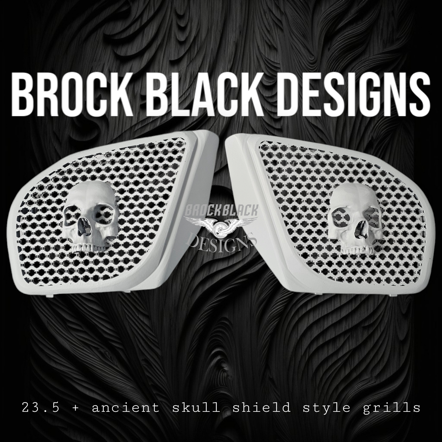 98-2024+ Road Glide 3D Ancient Skull speakers grill covers set