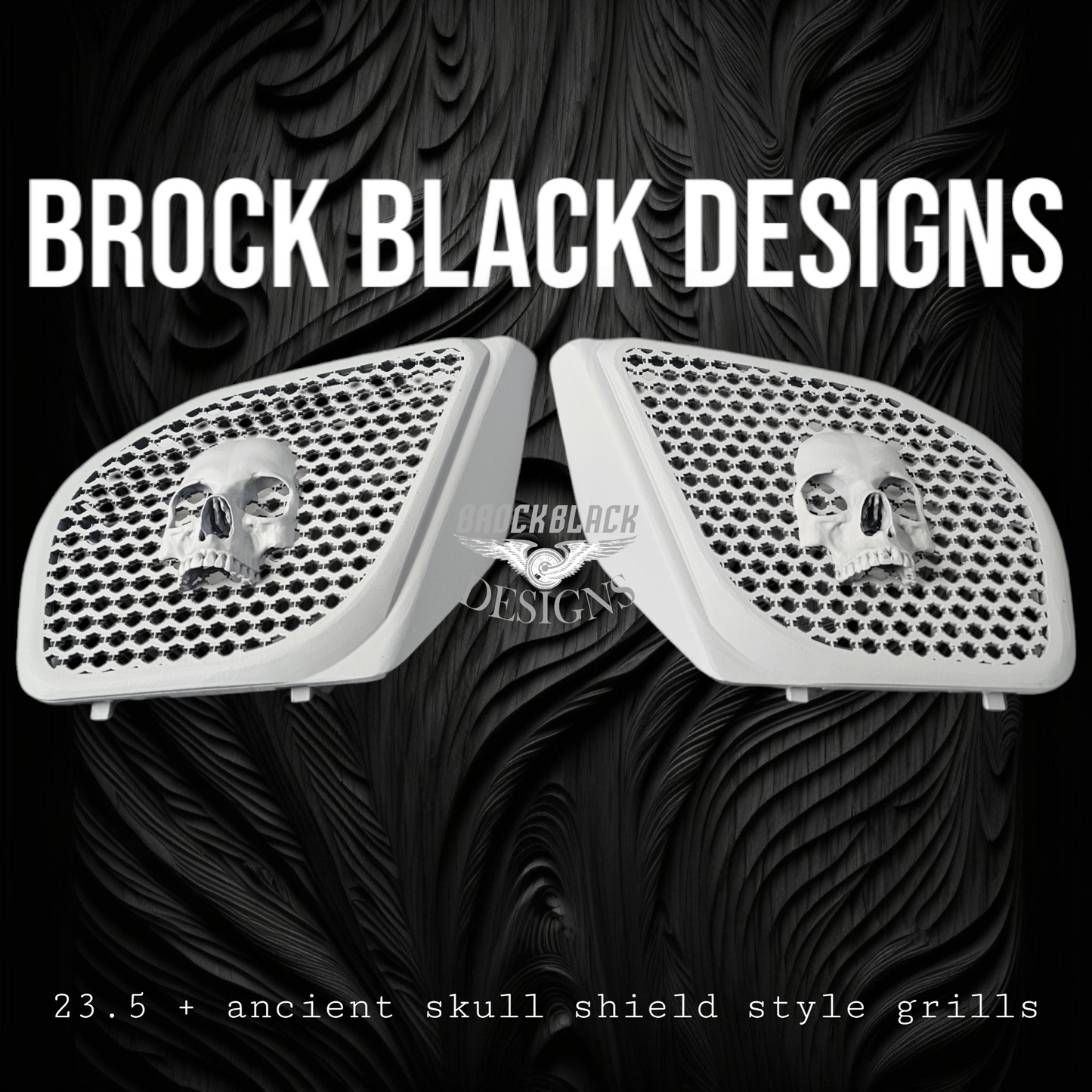 98-2024+ Road Glide 3D Ancient Skull speakers grill covers set