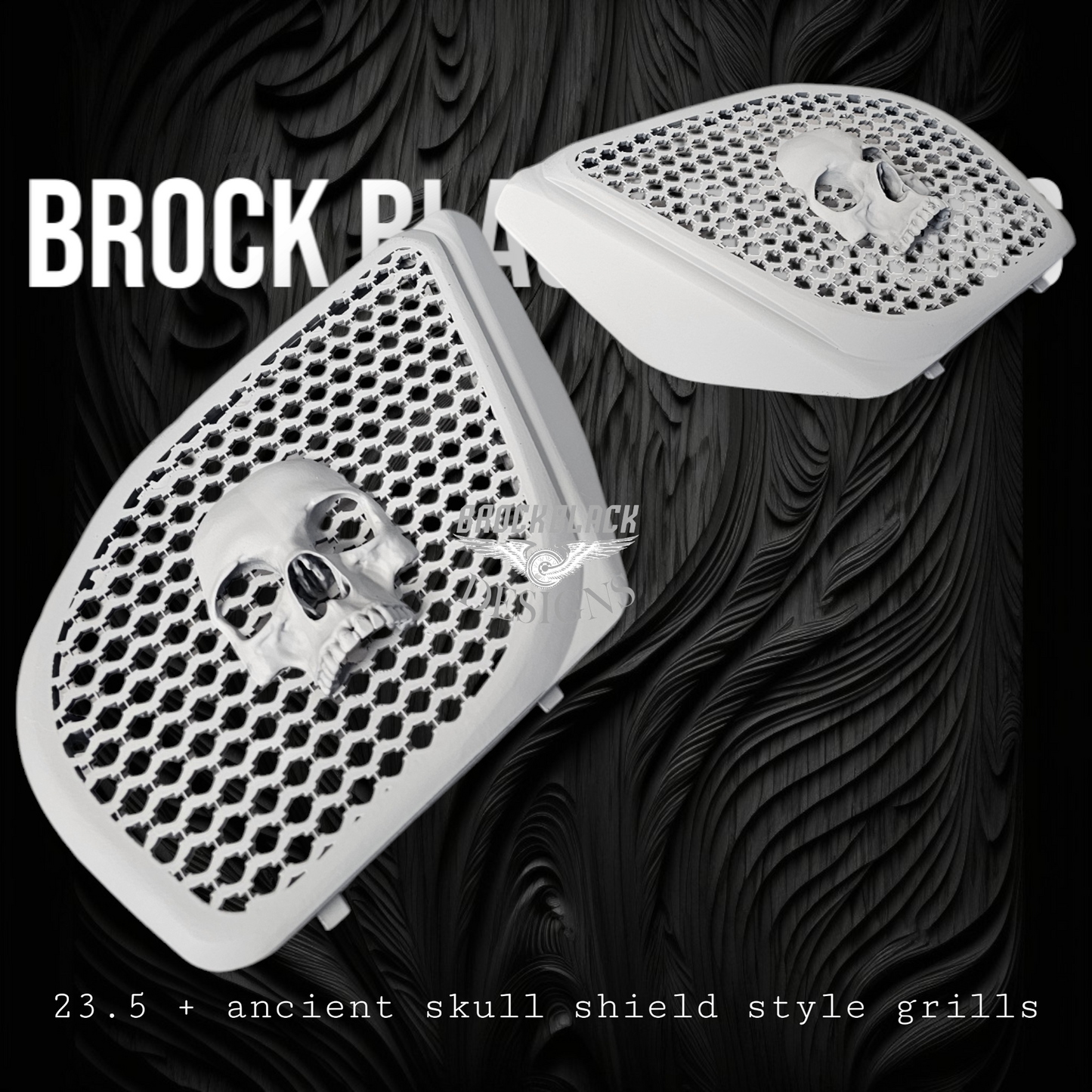 98-2024+ Road Glide 3D Ancient Skull speakers grill covers set
