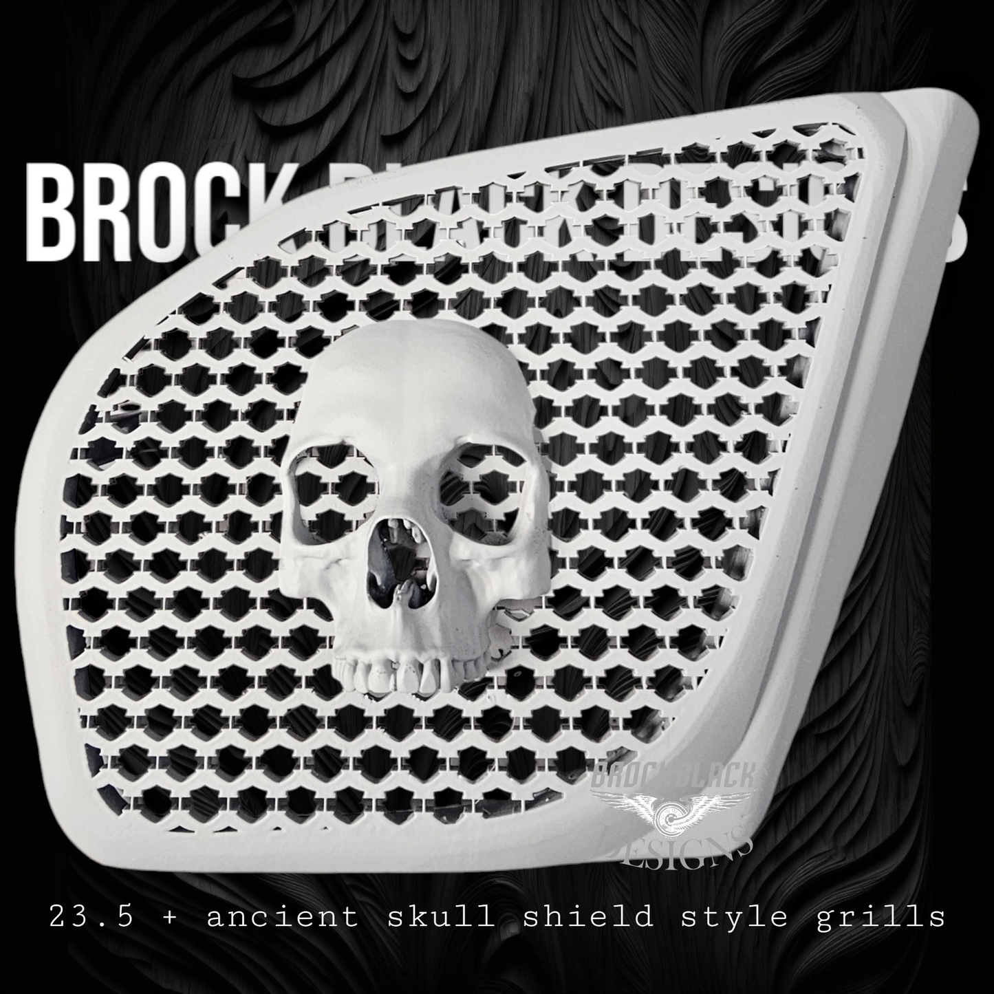 98-2024+ Road Glide 3D Ancient Skull speakers grill covers set