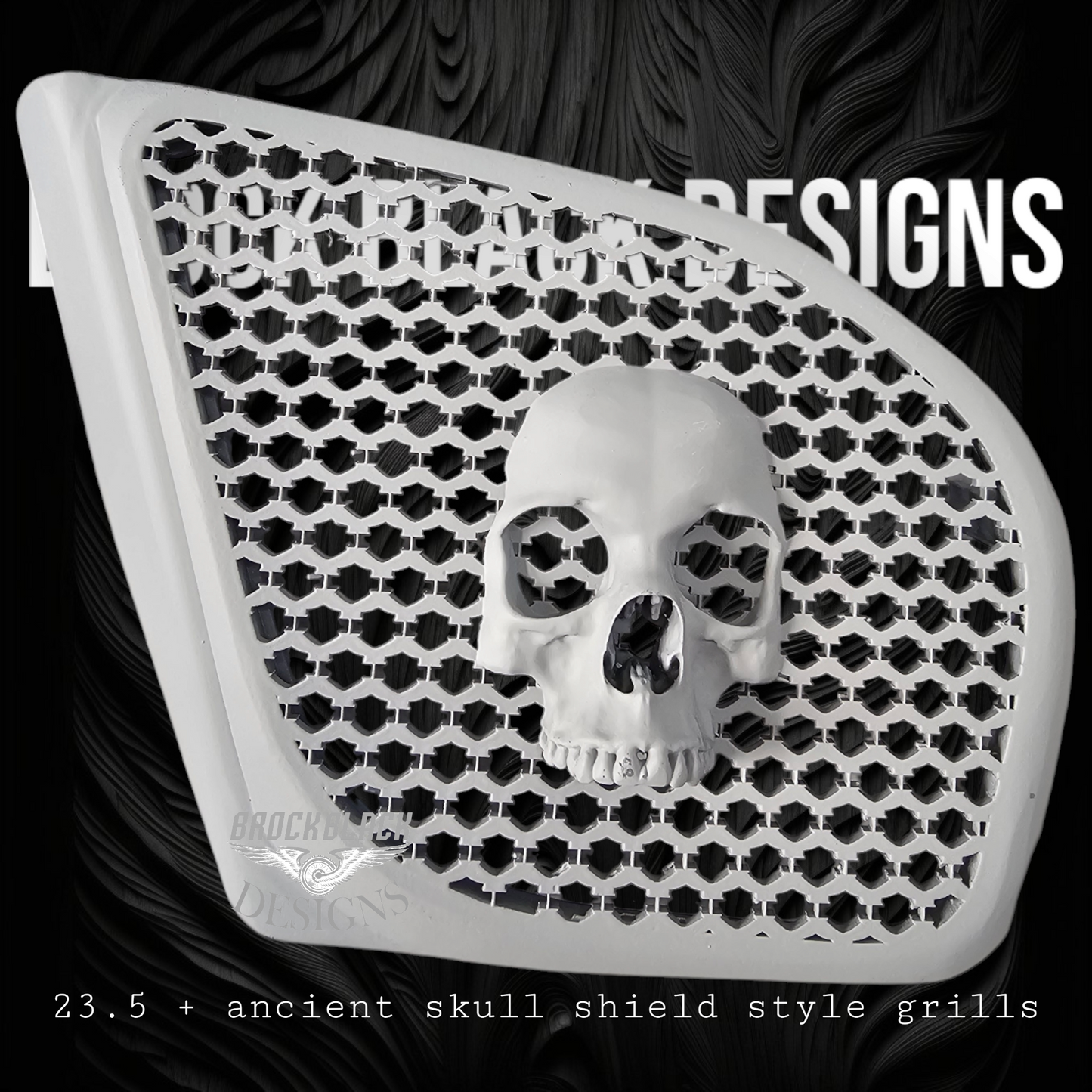 98-2024+ Road Glide 3D Ancient Skull speakers grill covers set