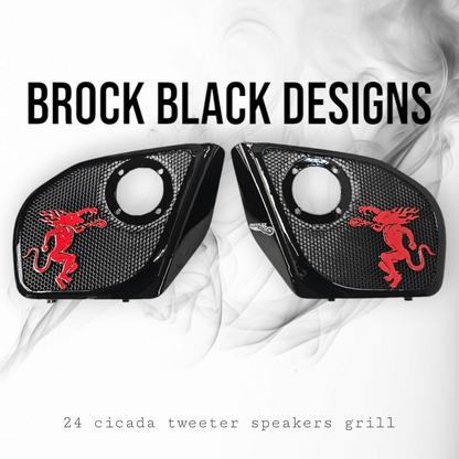 2024+ Road Glide with Cicada tweeter speakers grills set Fireball theme