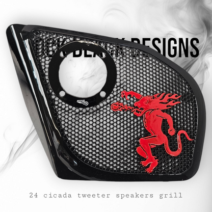 2024+ Road Glide with Cicada tweeter speakers grills set Fireball theme