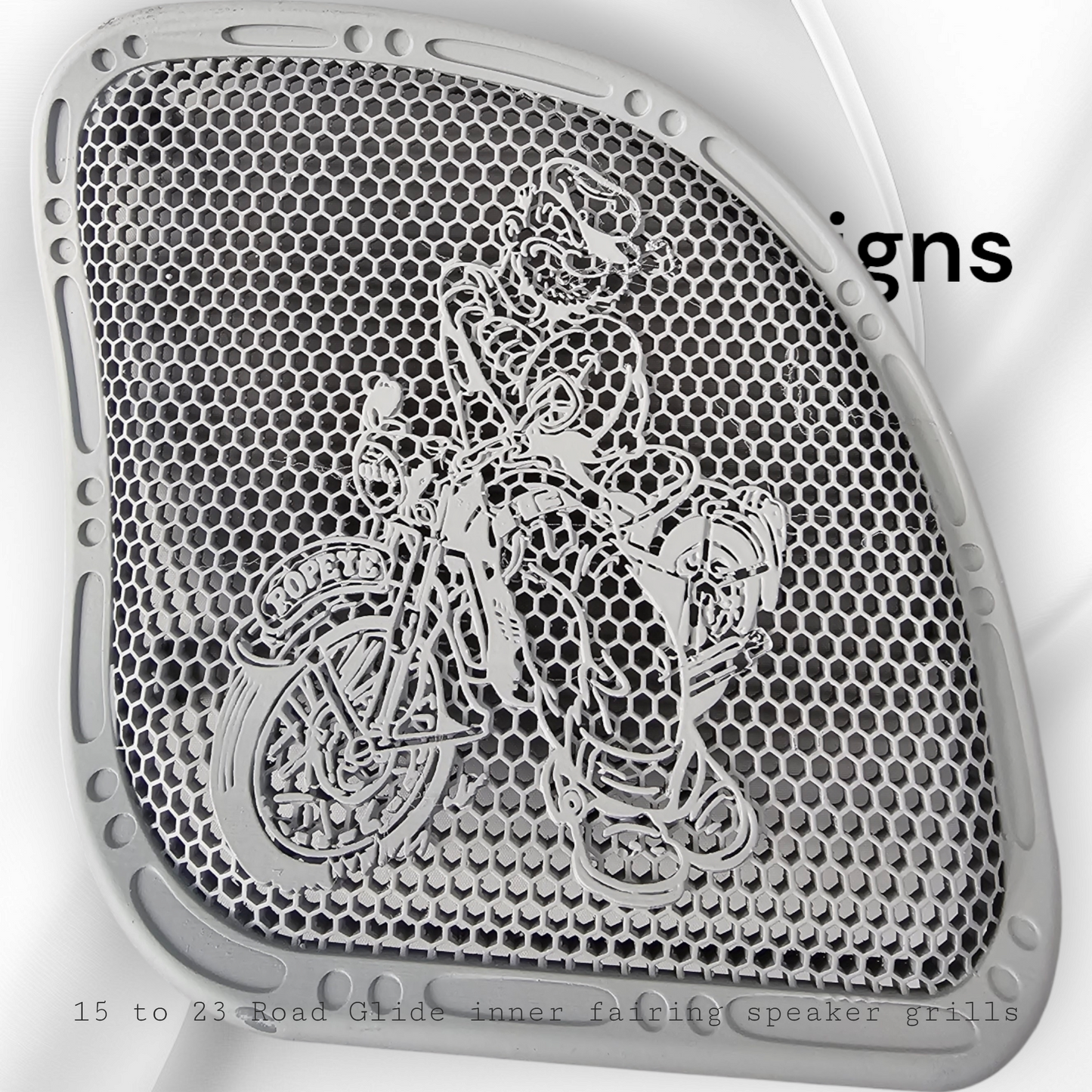 98 to 2024+ Road Glide 3D Popeye speakers grill covers set