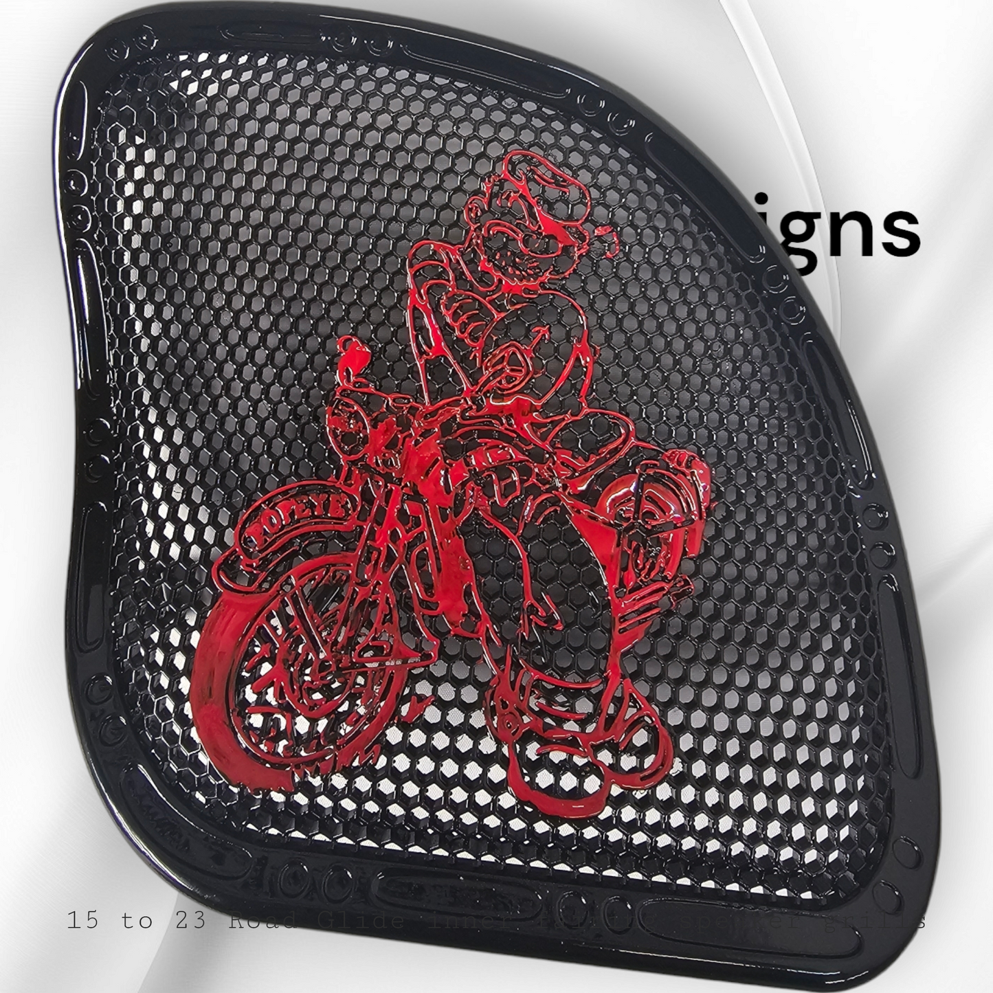 98 to 2024+ Road Glide 3D Popeye speakers grill covers set