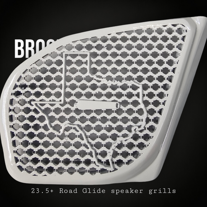 98 to 2024+ Road Glide 3D Texas speakers grill covers set