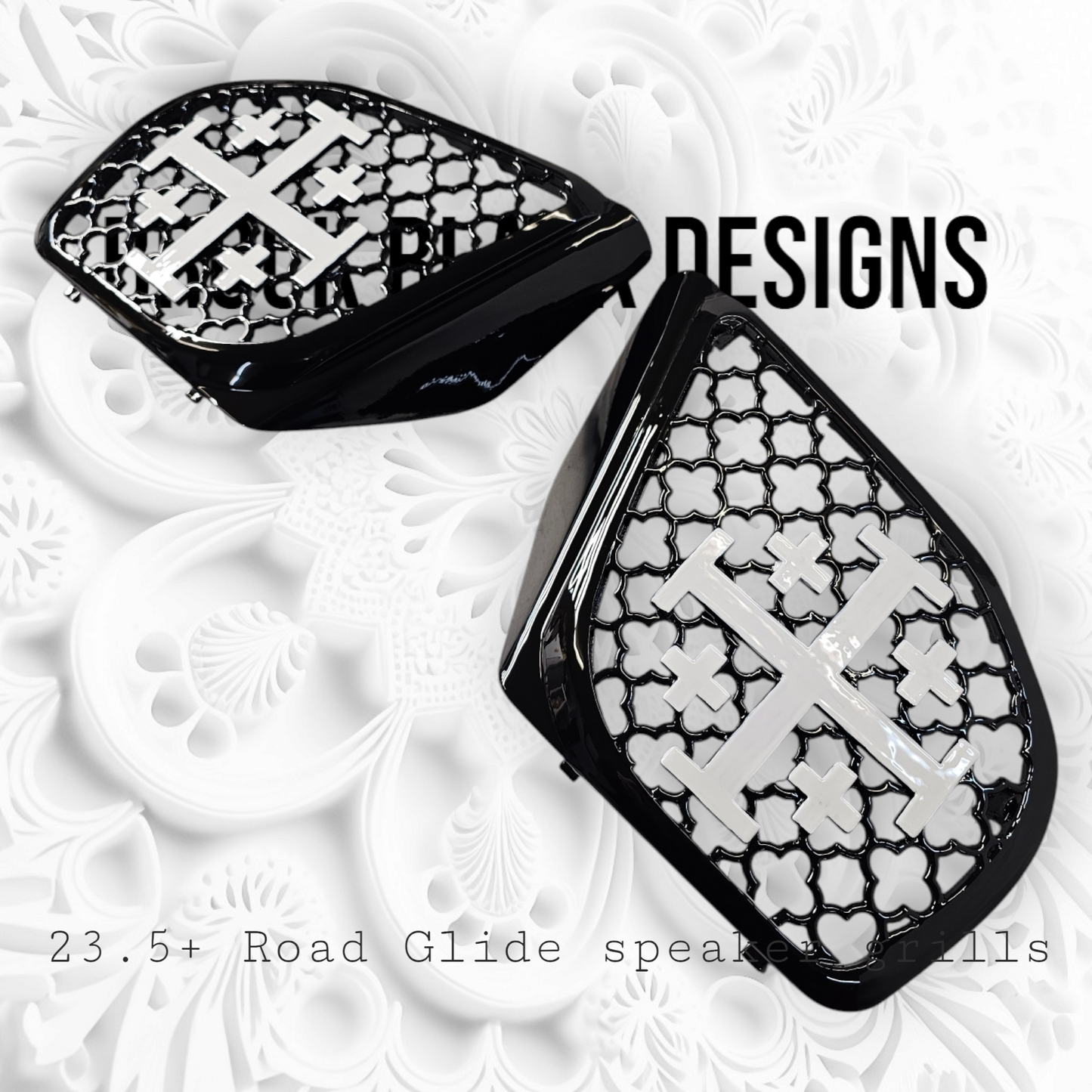 98-2024+ Road Glide 3D 5 fold cross speakers grill covers set
