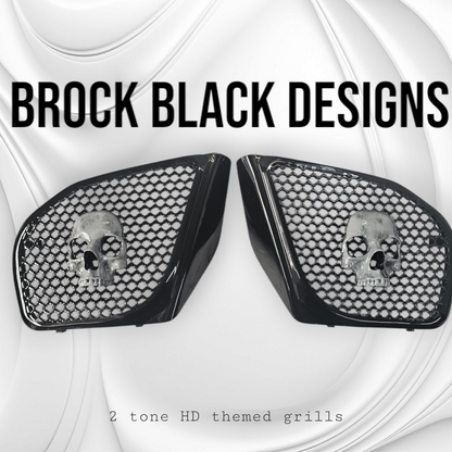 98-2024+ Road Glide 3D Ancient Skull speakers grill covers set