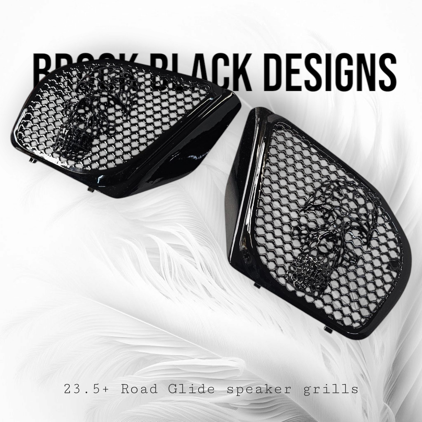 98-2024+ Road Glide 3D webbed Skull speakers grill covers set