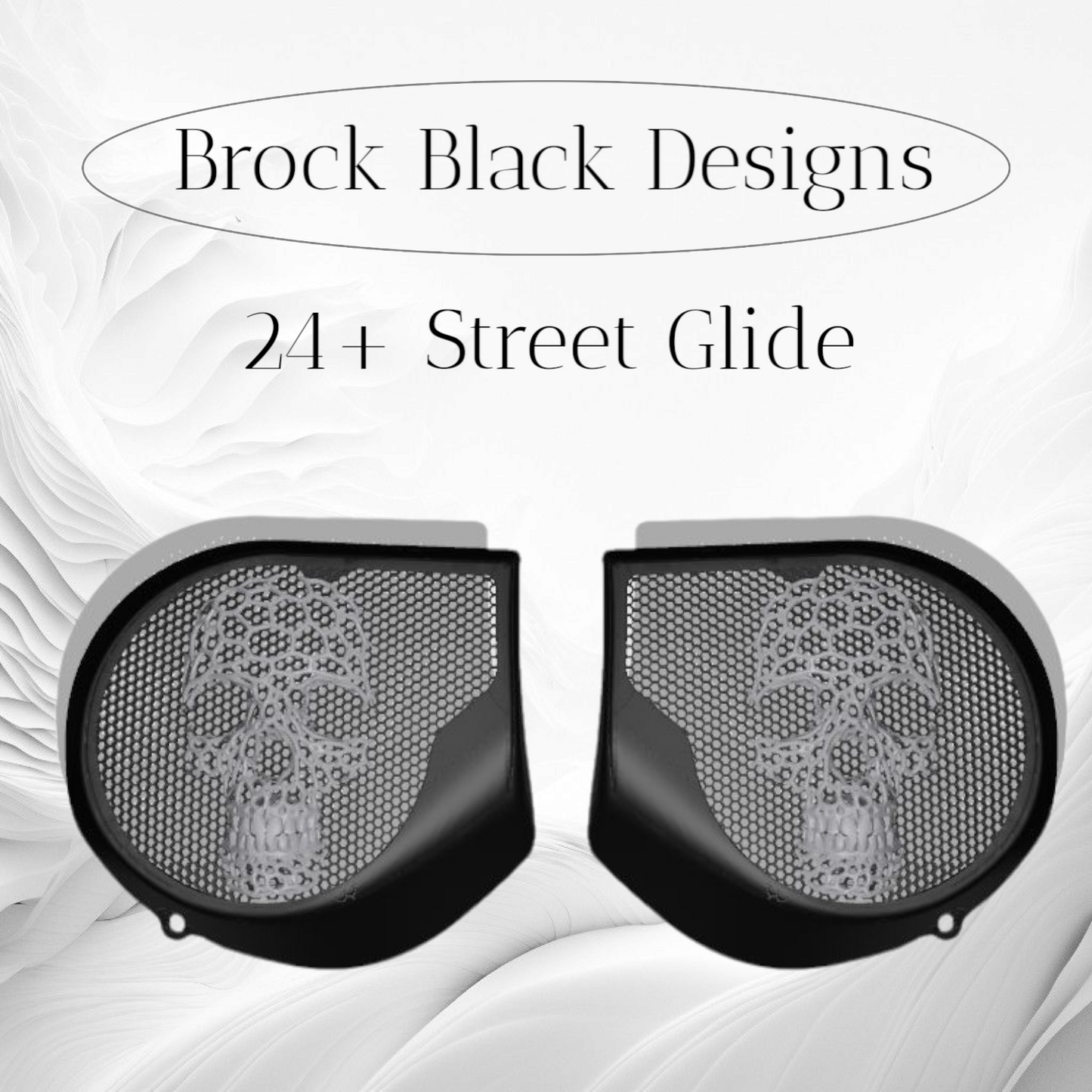 97-25+ Harley inner Touring 3D webbed skull speakers grill covers set