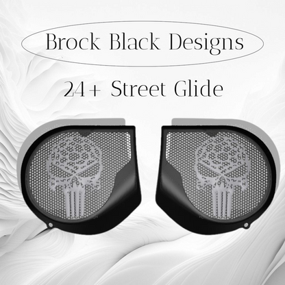 97-25+ Harley inner 3D punisher speakers grill covers set