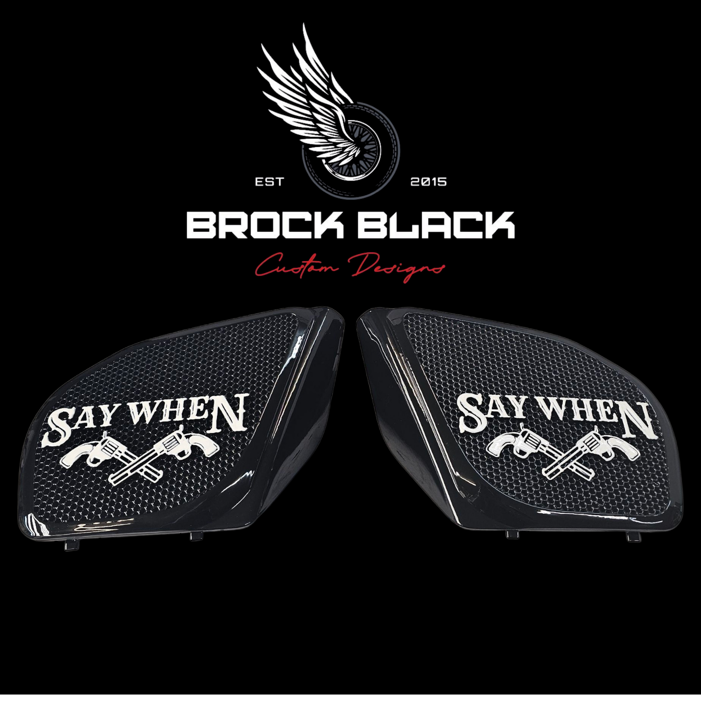98 to 2024+ Road Glide 3D Say When speakers grill covers set