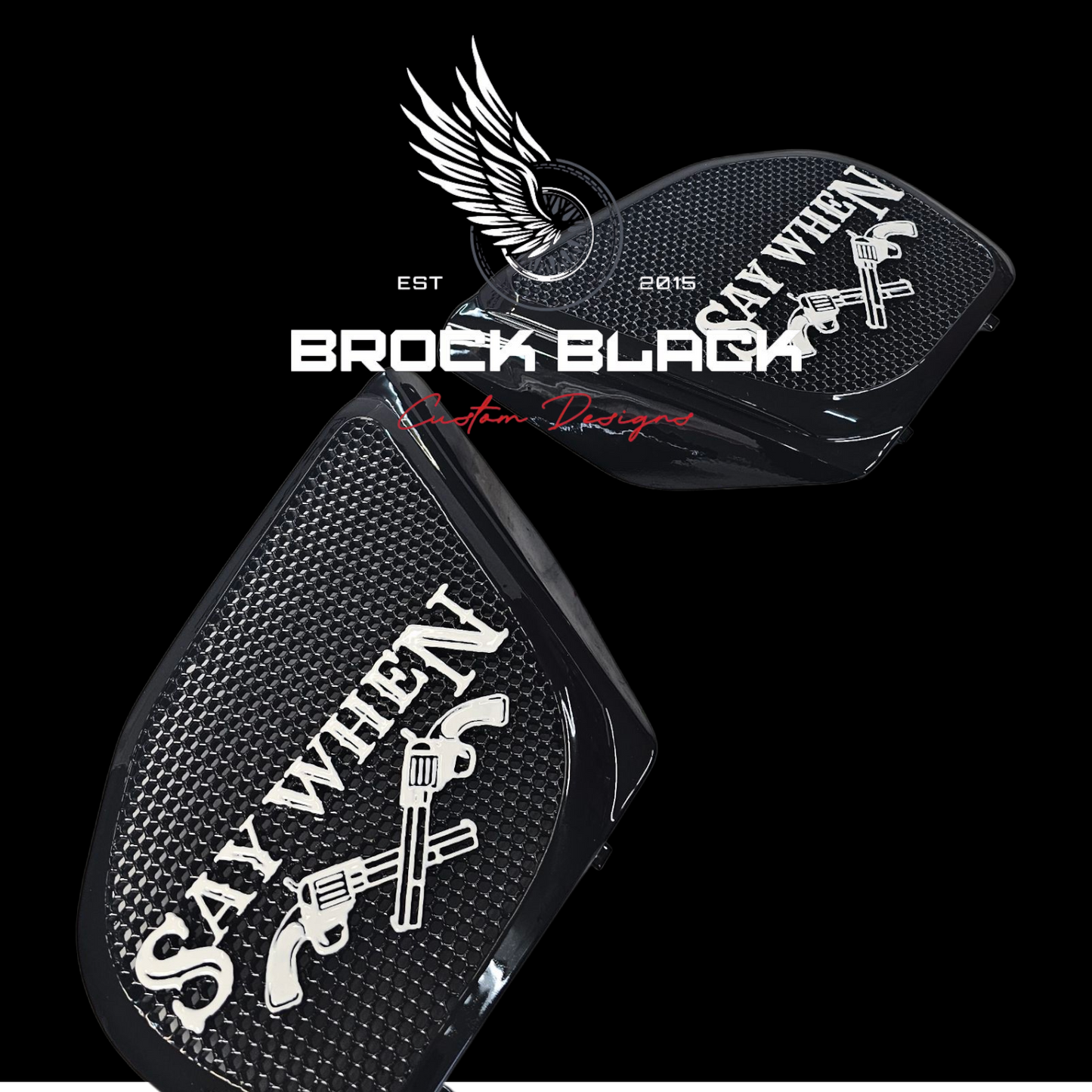 98 to 2024+ Road Glide 3D Say When speakers grill covers set