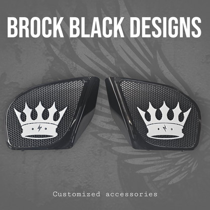 98 to 2024 Road Glide 3D crown speakers grill covers set