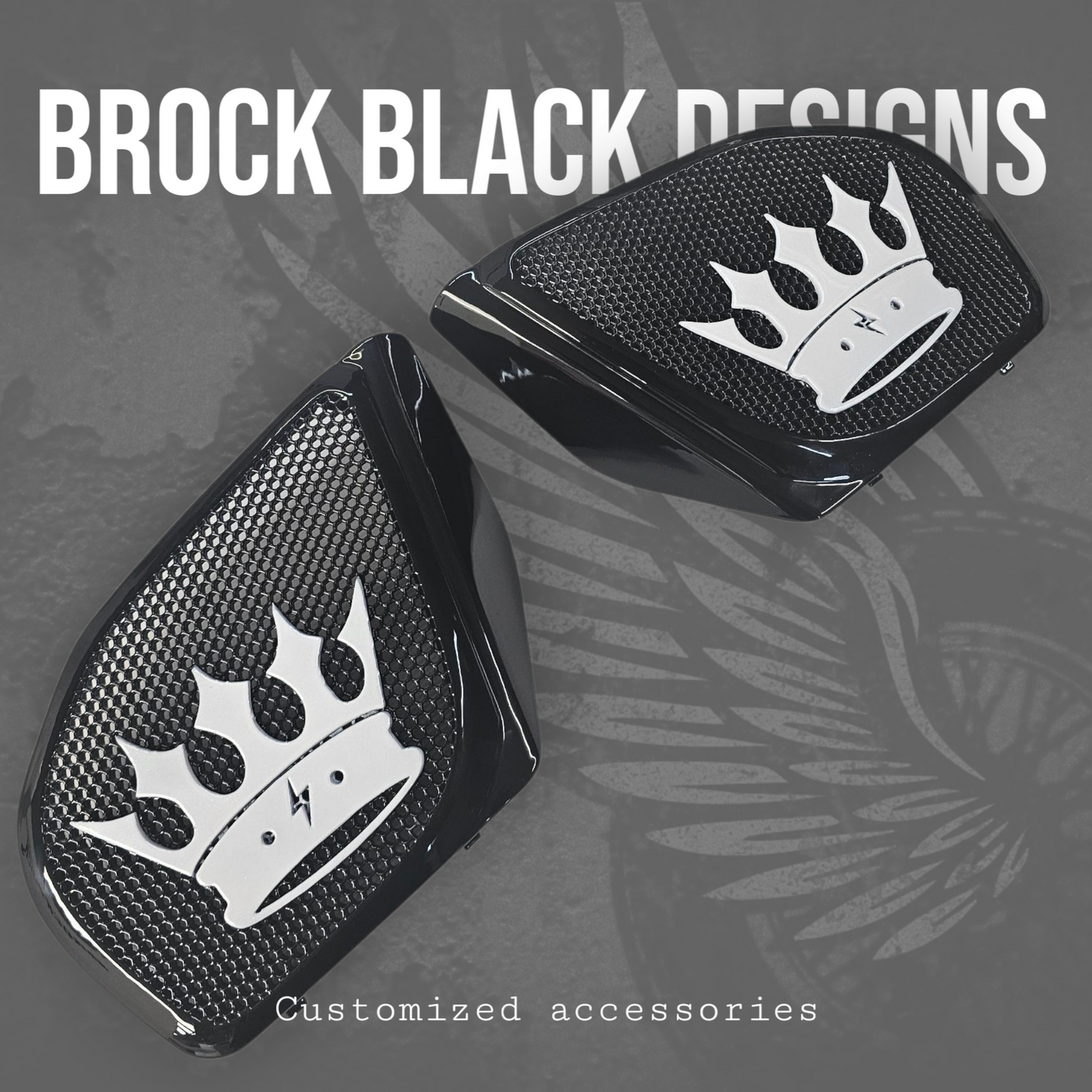 98 to 2024 Road Glide 3D crown speakers grill covers set