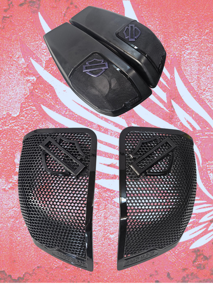 24+ Harley Davidson bag lid Speaker Grill Cover Guard shield theme
