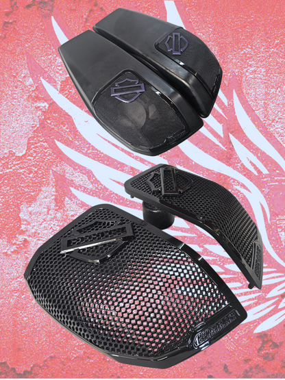 24+ Harley Davidson bag lid Speaker Grill Cover Guard shield theme