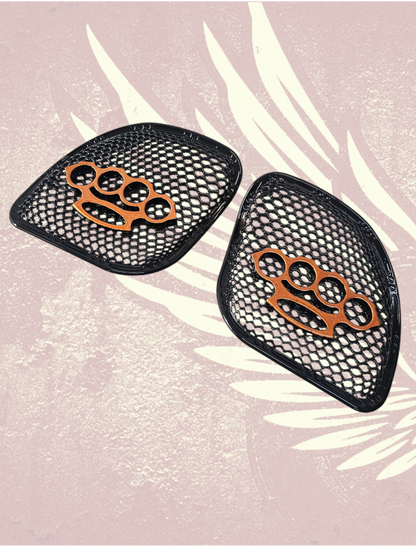 98-2024+ Road Glide 3D brass knuckles speakers grill covers set