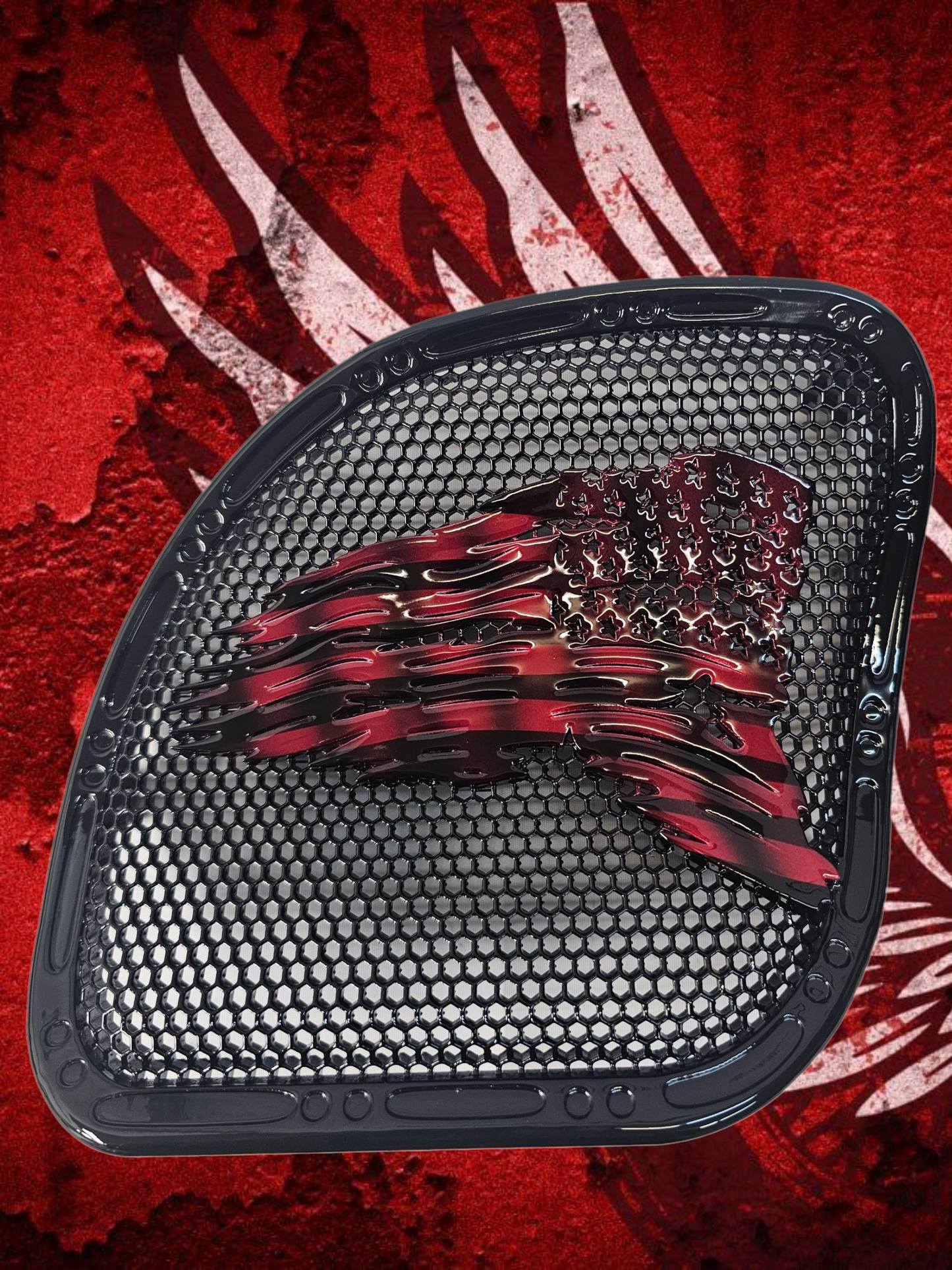 98-2024+ Road Glide 3D tattered flag speakers grill covers set